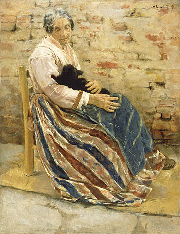 An Old Woman with Cat 1878 	by Max Lieberman 1847-1935 J. Paul Getty Museum Los Angeles CA  87.PA.6